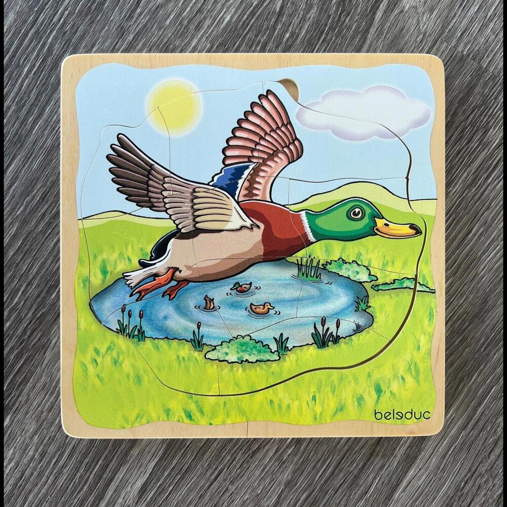 Montessori materials BELEDUC wooden layer puzzle Duck VERY GOOD! RARE 